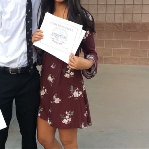 Maroon floral print dress